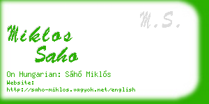 miklos saho business card