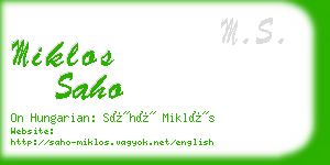 miklos saho business card